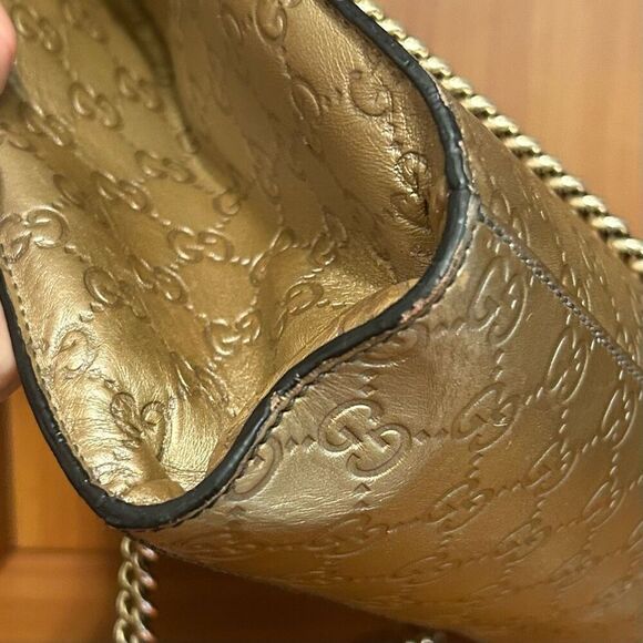 Gucci Metallic Gold Guccissima Leather Large Emily Chain Shoulder Bag - Picture 12 of 16
